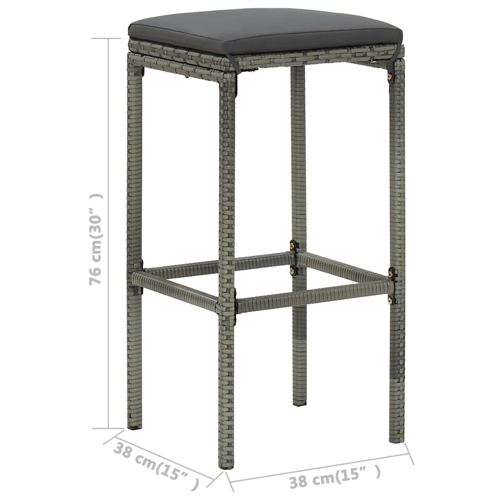 7 Piece Garden Bar Set with Cushions Poly Rattan Gray