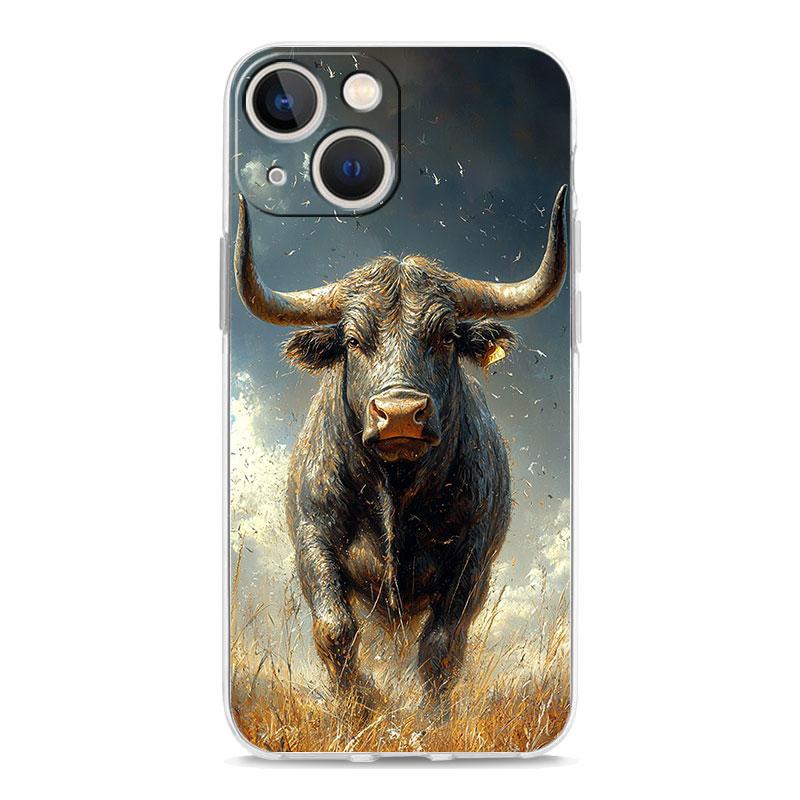Phone Case For iPhone 17 Cases iPhone Air 16 15 12 13 14 Pro Max 7 8 Plus 16Pro iPhone11 Clear Soft Cover Bull Animal