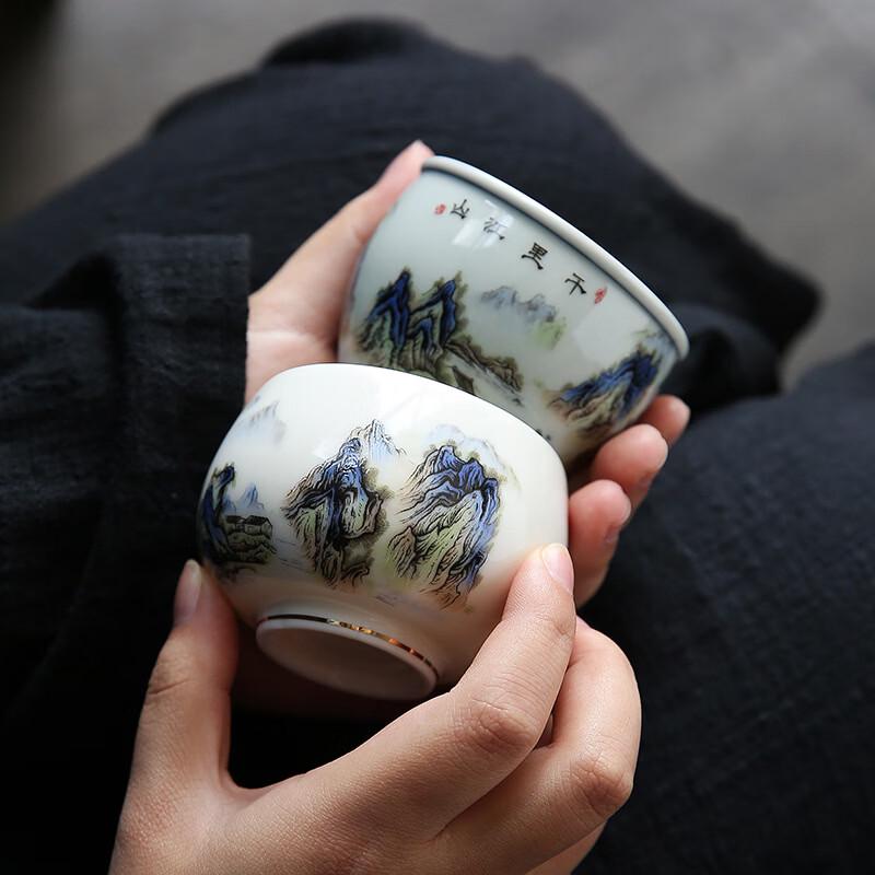 Antique Ceramic Master Tea Cup - Qianli Jiangshan Design