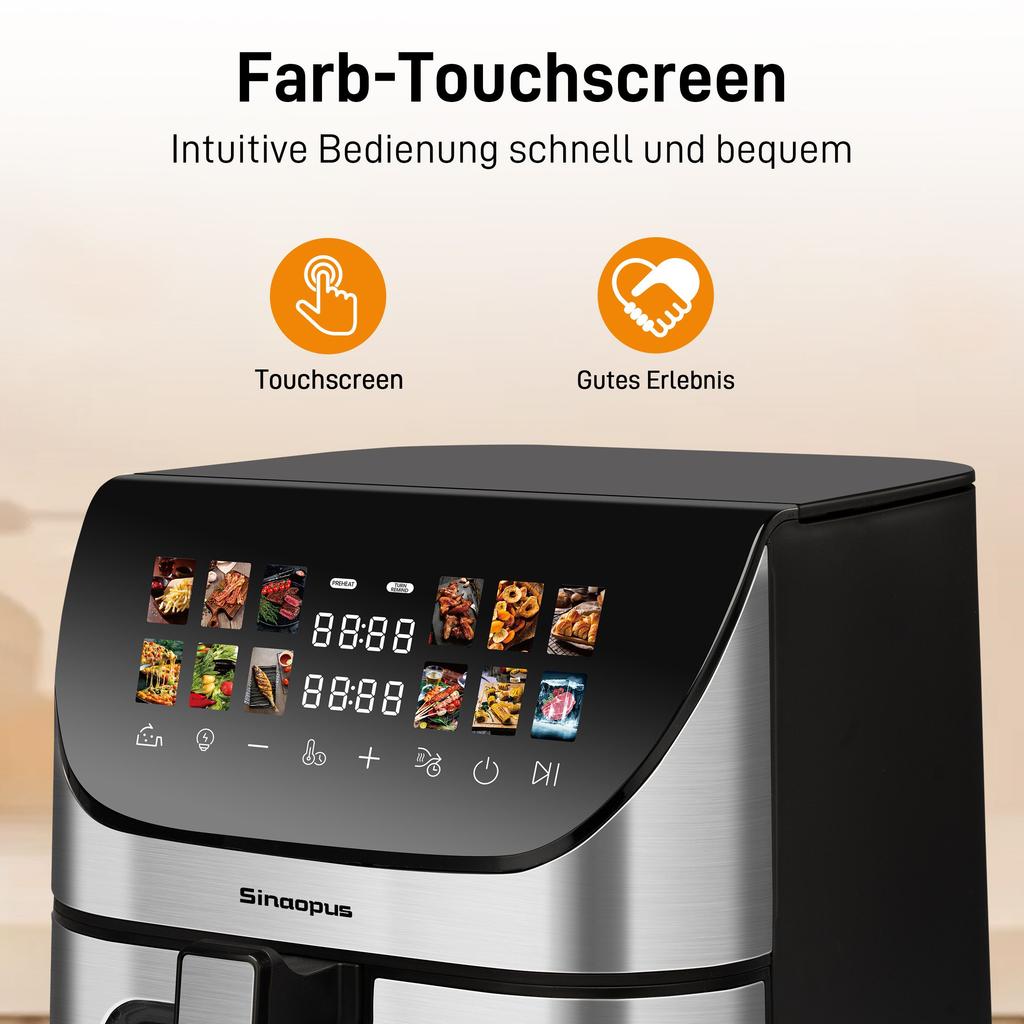 Air Fryer XXL Airfryer 8.5L Airfryer with Viewing Window & Color Display, 12 Programs, Color LED Touchscreen, Easy Cleaning