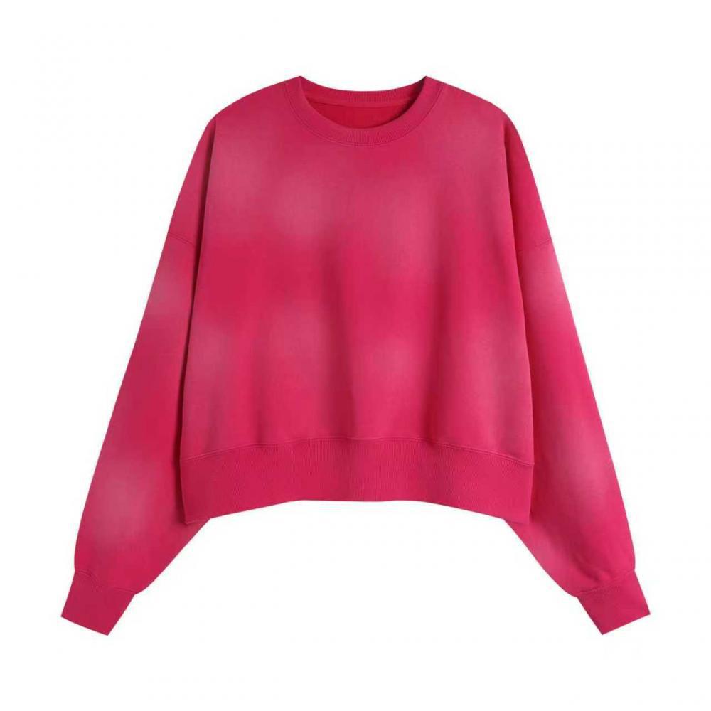 Heavyweight Vintage Spray-Painted Monkey Sweatshirt: Women's Cropped, Retro Drop Shoulder, European & American Hot Girl Casual Style