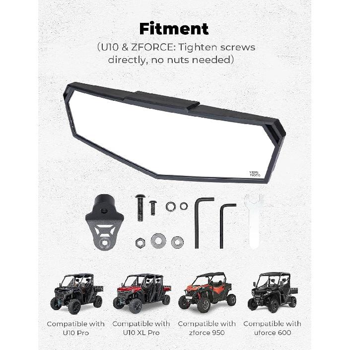 KEMIMOTO Rear View Mirror Compatible with CFMOTO UFORCE U10 Pro/Pro XL 2025-2026 & ZForce 950 Sport & Trail -2025, Multi-Angle Adjustment, Features