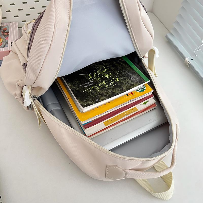 Large Capacity Simple Backpack for Women In Summer High-value Solid Color Korean College Style School Bag
