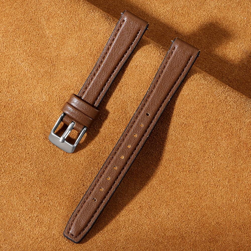 Leather Watch Strap 10mm 12mm 14mm 16mm for Men Women Universal Soft Wrist Band Ultra Thin Bracelet Pin Clasp Watch Accessories