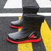 Fashion Drawstring Rain Boots Men's Non Slip Mid Tube Water Shoes Rain Boots Plus Velvet Warm Rubber Shoes Closed Work Short Tube Water