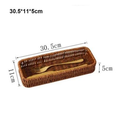 Panier de service tissé en rotin et osier, fait main, 10 styles, égouttoir, porte-baguettes, fourchette, cuillère, ménage