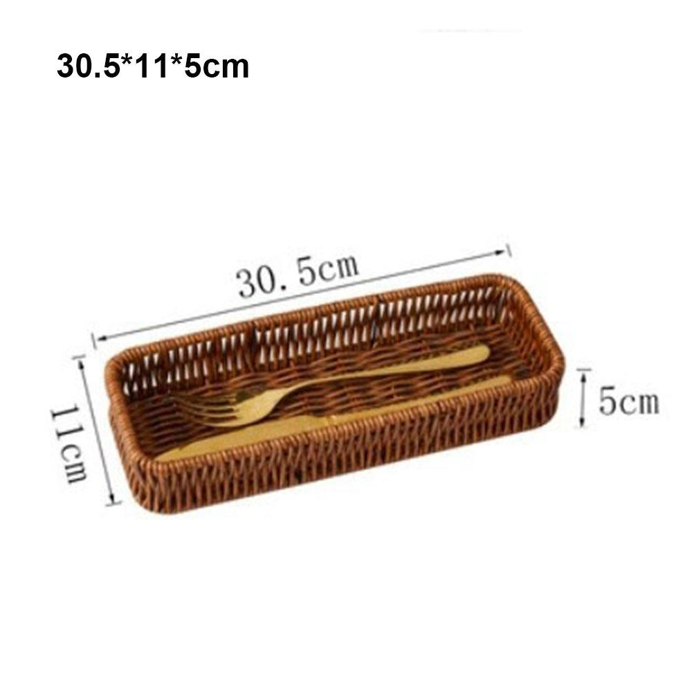 Household Rattan Wicker Woven Serving Baskets Rattan Basket  Restaurant Serving Tabletop Display