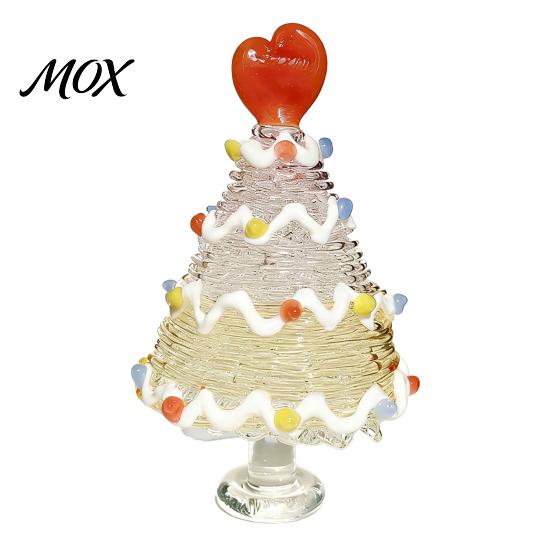 Glass Christmas Tree Decoration Glazed Figurine, Colorful Miniature Xmas Decor, Handcrafted Table Centerpiece for Home Office Holiday Unique