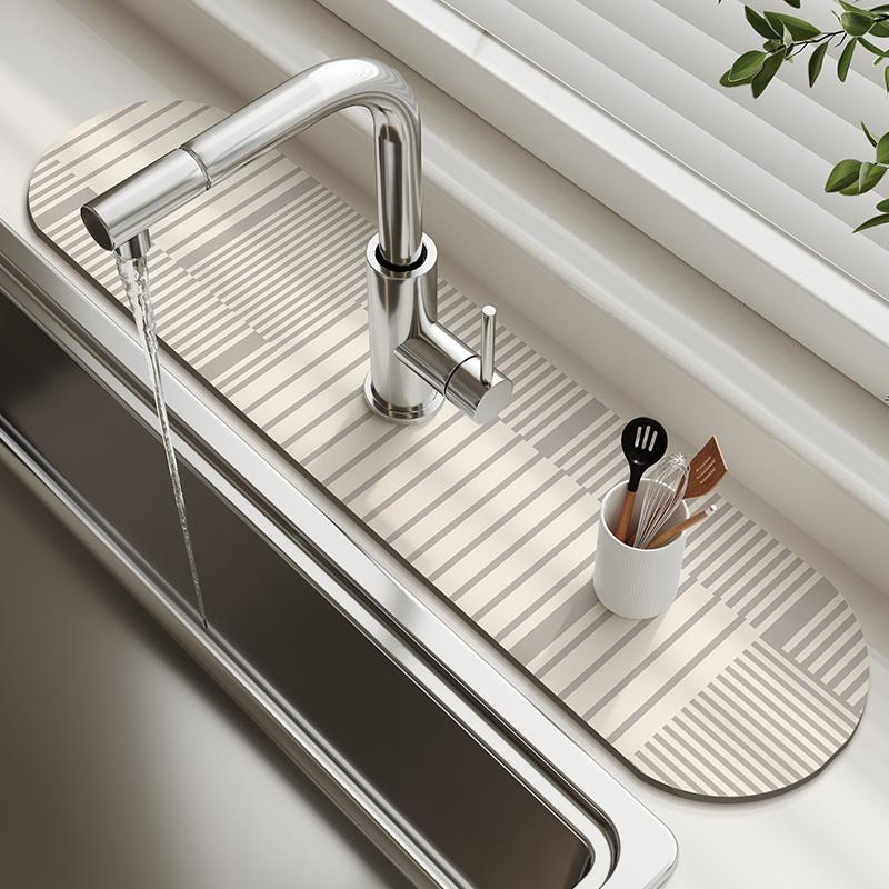 Super Absorbent Kitchen Sink Faucet Mat Drain Pad Table Mats Non-slip Sink Splash Mat Countertop Dining Washable