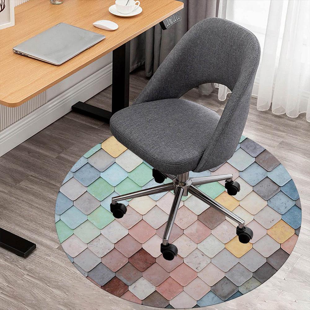 1pc tile pattern Round Chair mat Area Rug - Non-Slip, Floor Mat for Office, Bedroom, and Indoor Decor c1118119