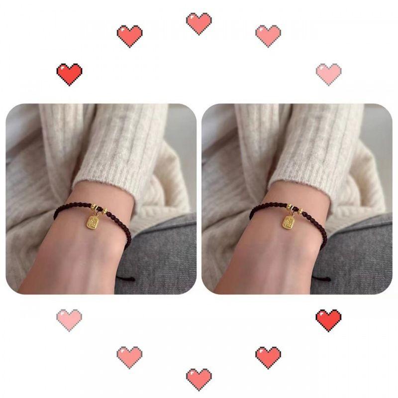 

Дня рождения Плетеный красный шнурок Открытка с благословением Браслет Женский Дизайн для особых интересов Фантазийная Доступная роскошь Подруги Пара Ручные украшения Ремешок для переноски Square small Lucky Brand bracelet [black rope] 2