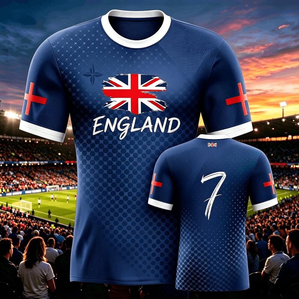 Maillot de Football Homme Angleterre Été 2026 Respirant Entraînement d'Équipe Mode Imprimé Décontracté Femme Manches Courtes T-shirt de Sport Homme
