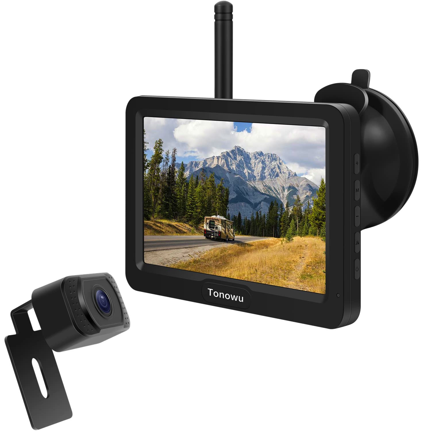 

Tonowu Backup Camera Monitor Wireless 24V Backup IPS Compatible with Digital Split Guide Switchable between Normal and Mirrored For Vehicles Under 5m чёрный