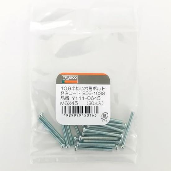 TRUSCO Hex Fully M8 x Small Bolts, Unichrome, Threaded, 25, 10-Pack, Pack, Y801-0825