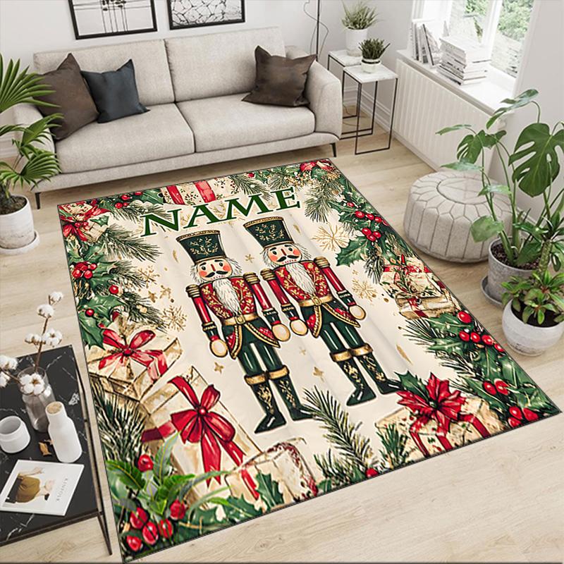 1PC Custom Name Christmas Nutcracker Guards Theme Floor Mat Ideal for Living Room, Game Rooms, Office, Bedroom,Floor Mat Playful Design
