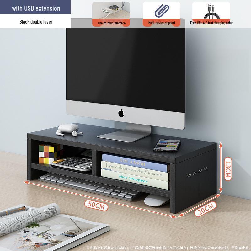 Desktop Monitor Stand and Laptop Riser with Office Storage