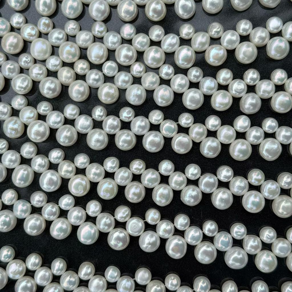 1String, White Natural Freshwater Pearls, Handmade 6/7/8.5mm Pearl Beads for Jewelry Making DIY Crafts Length 36cm