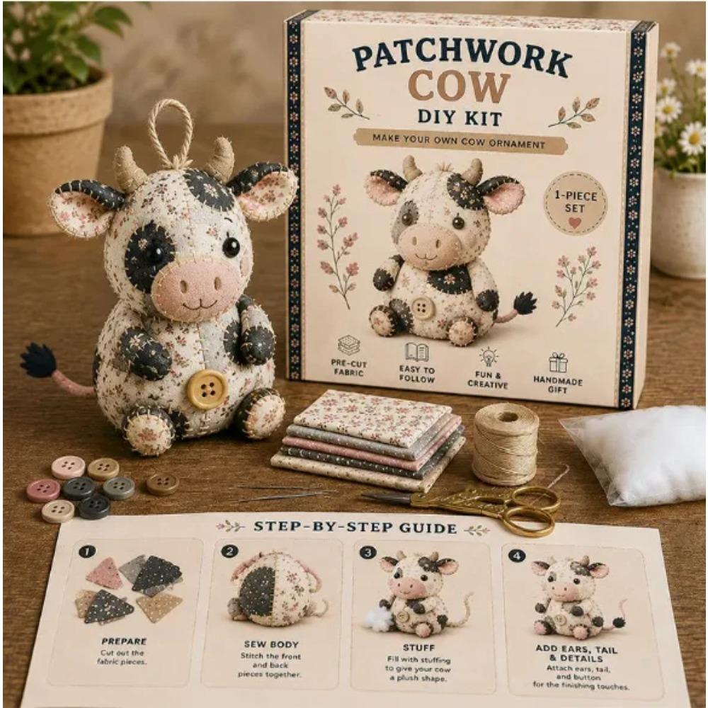 DIY Patchwork Animal Kits Cute Patchwork Mouse DIY Kit Sewing Kit Handmade Craft Set for Beginners Creative Home Ornament Decor