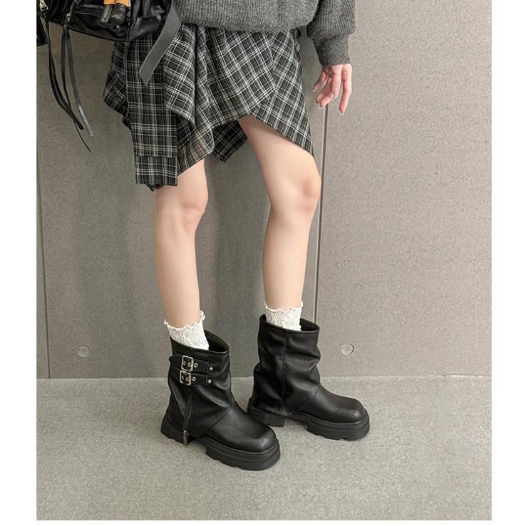 Sweet and Cool Spice Girls Pant Pants Boots Women's 2025 New Retro Thick-soled Heightening Small Design Sense Skinny Martin Short Boots