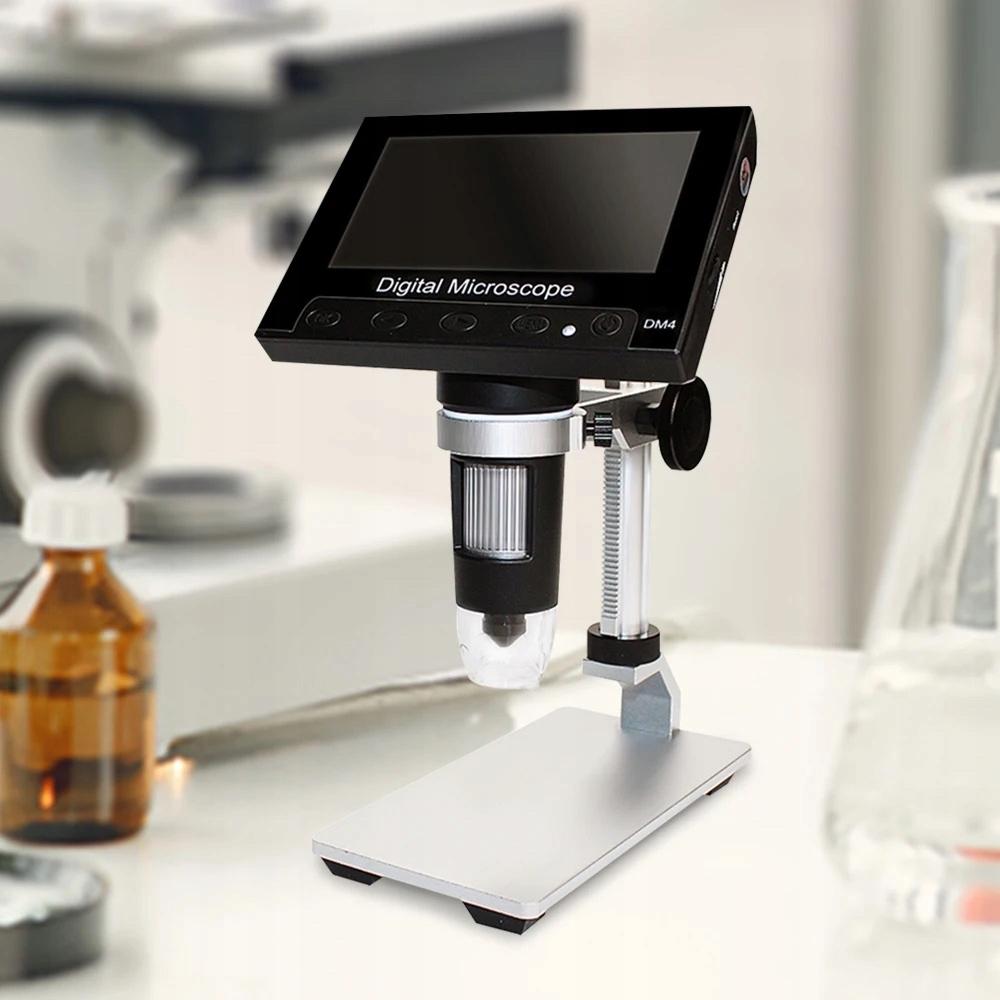 Rosfix Mikroskop Cyfrowy z Wyświetlaczem 4,3"" DM4-Z04008 – Powiększenie 50X–1000X | 8 Diod LED | Połączenie z PC