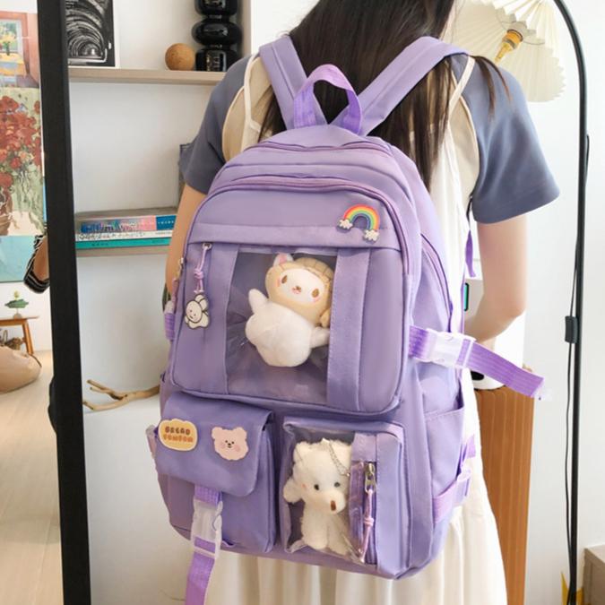 Plecak dla Dziewczynek, Wersja Koreańska, Uroczy Plecak Studenta Kampusu, Swobodny Plecak Komputerowy o Dużej Pojemności