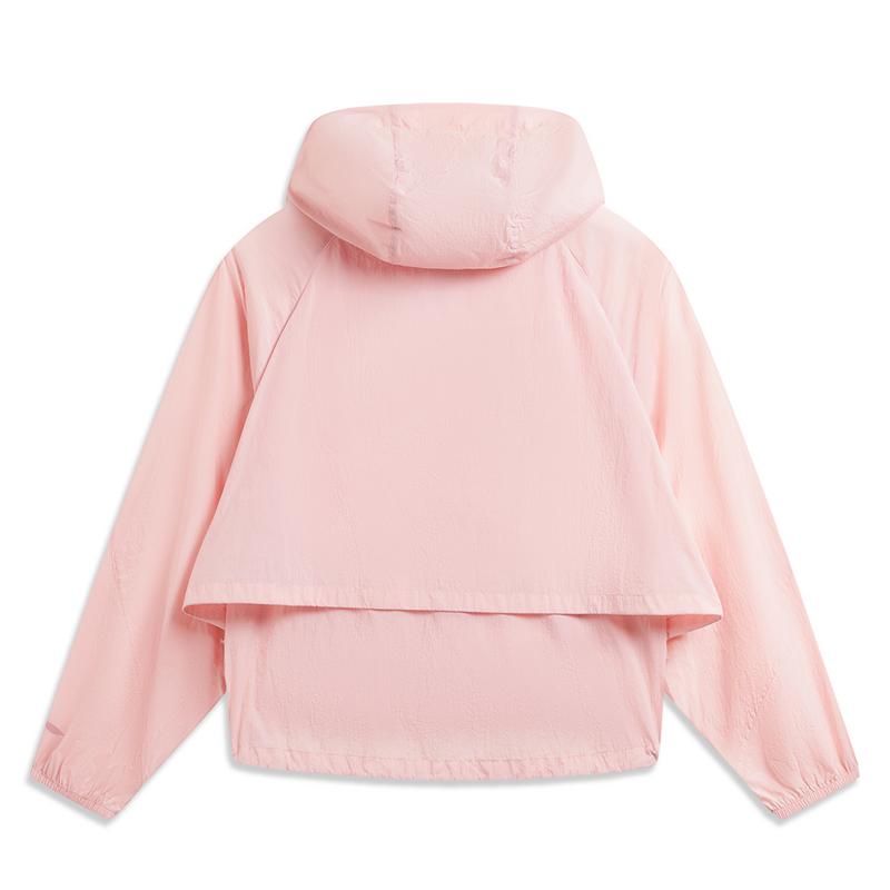 Li Ning Outdoor CF Lightweight Cooling Water-Resistant UPF 50+ Hooded Sun Protection Windbreaker Women outerwear Mallow-Pink AFDW216-1