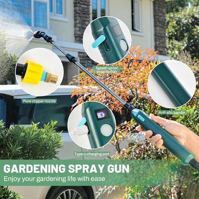 2400mAh Electric Garden Sprayer, High Pressure Portable Gardening Tool with 3 Mist Nozzles for Plant Watering Irrigation