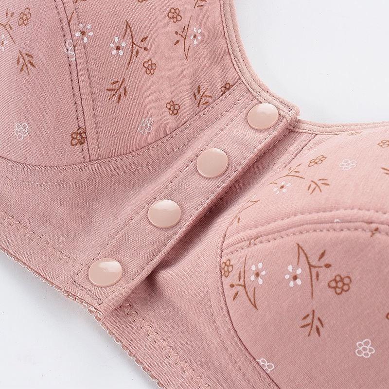 Women Front Button Bra Thin Cotton Lining 36-46 Plus Size Bras Butang Depan Top Underwear Lingerie for Elderly Old Woman