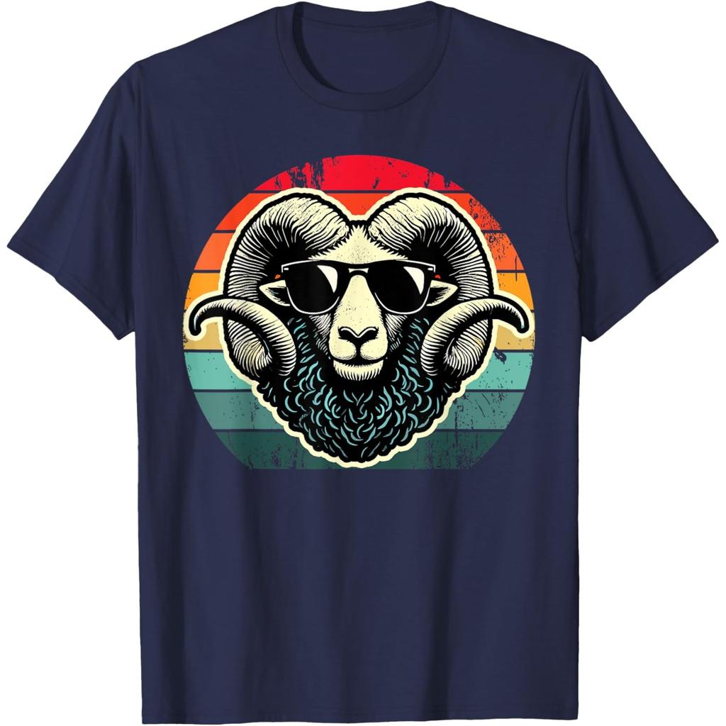 Retro Ram Head Graphic Tee Men Women Unisex Vintage Cool Animal T-Shirt
