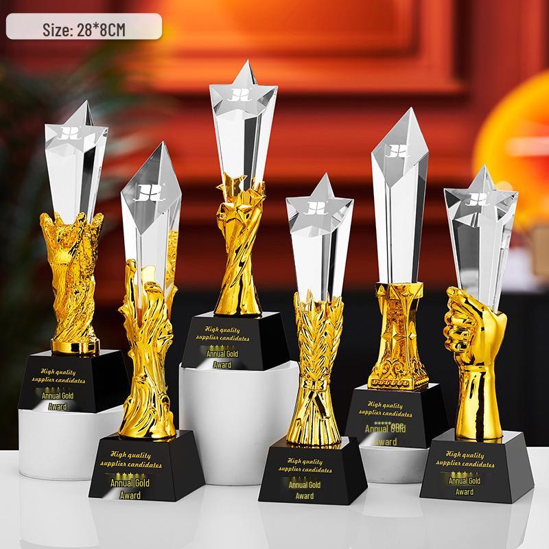 Gold, Silber, Bronze Sternburst Verdrehte Säule Trophäe - Firmen Gedenkpreis