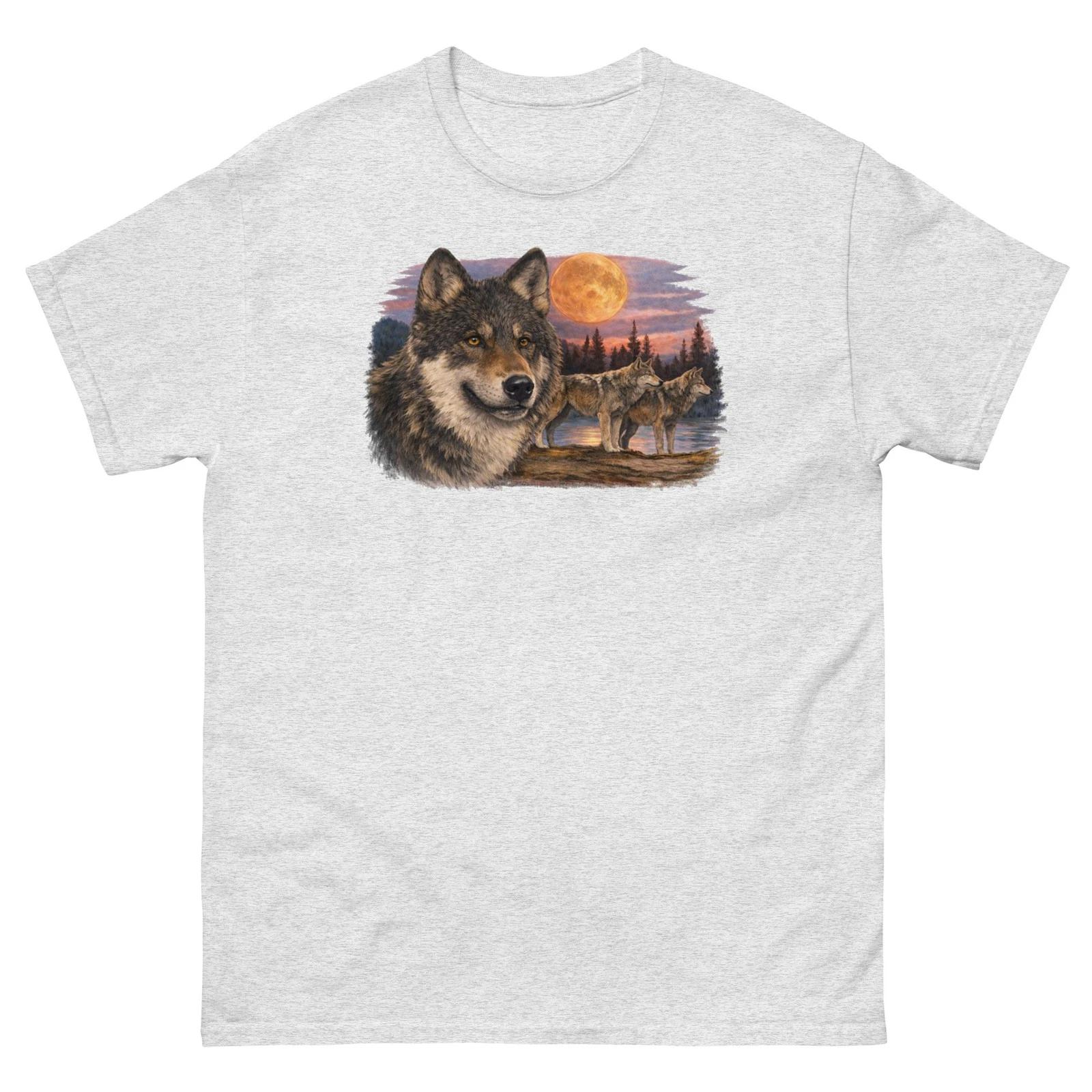 Vintage 90s Style Wolf Moon T Shirt Wildlife Nature Graphic Tee S