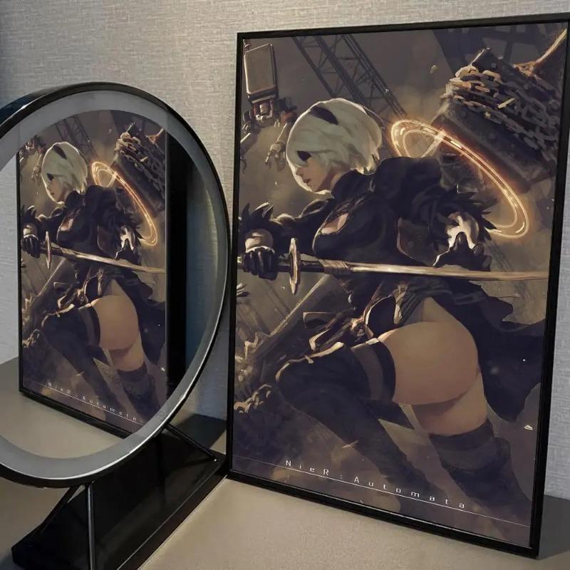 

Nier Automata 2B Art Poster Хорошее качество Печать и постеры Винтажная комната Домашний бар Кафе Декор Эстетическое искусство Настенная живопись на холсте 21cm×30cm NoFrame