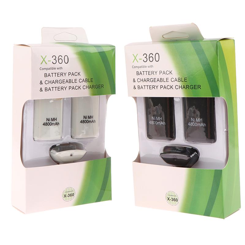 For Xbox 360 Wireless Game Controller Gamepads Replacement Battery Pack With Charging Stand+Charging Cable+2X4800Mah Batteries