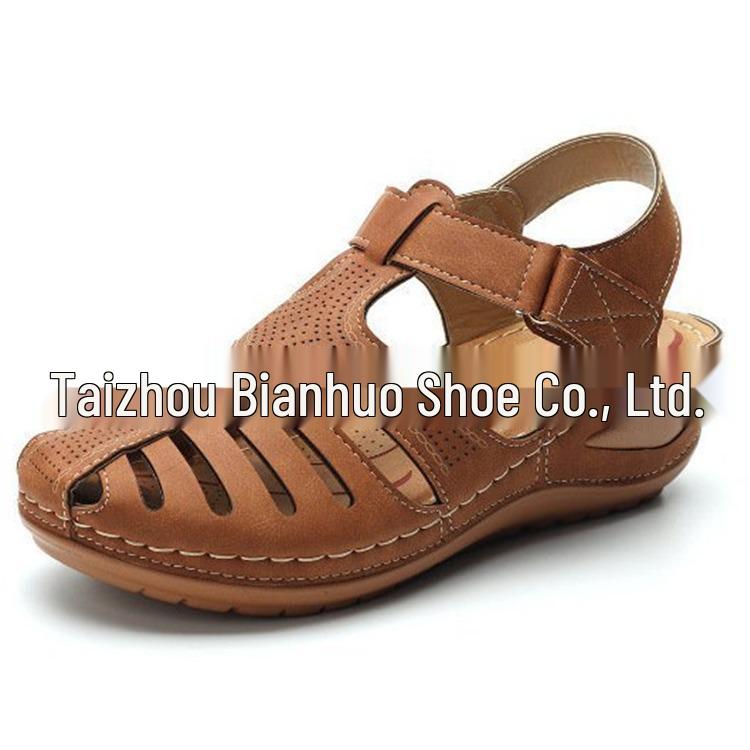 Women's 2020 Wedge Sandals - European & American Style, Casual, Large Size, Solid Color Stitching