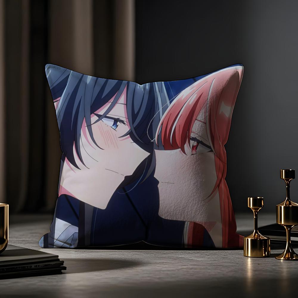 Hikikomari Kyuuketsuki No Monmon Cushion Cover Anti-dustmite Pillowcase Invisible Zipper Silky Short Plush Sofa Cushion Cover