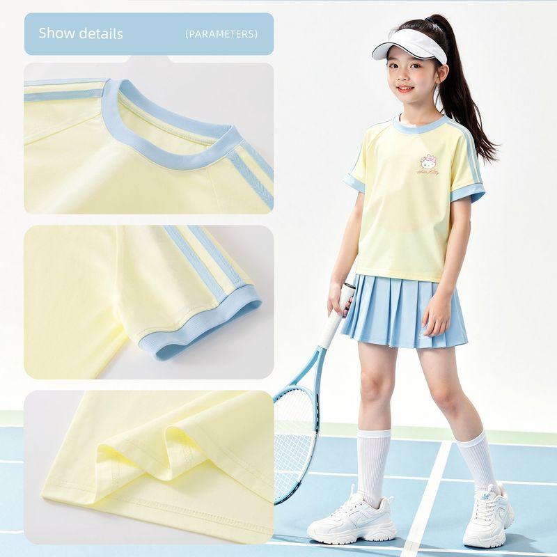 Hello Kitty Girls' Short-Sleeved T-Shirt Summer 2026 New Kidsren's Pink Bottoming Shirt Sweet Girl's Top