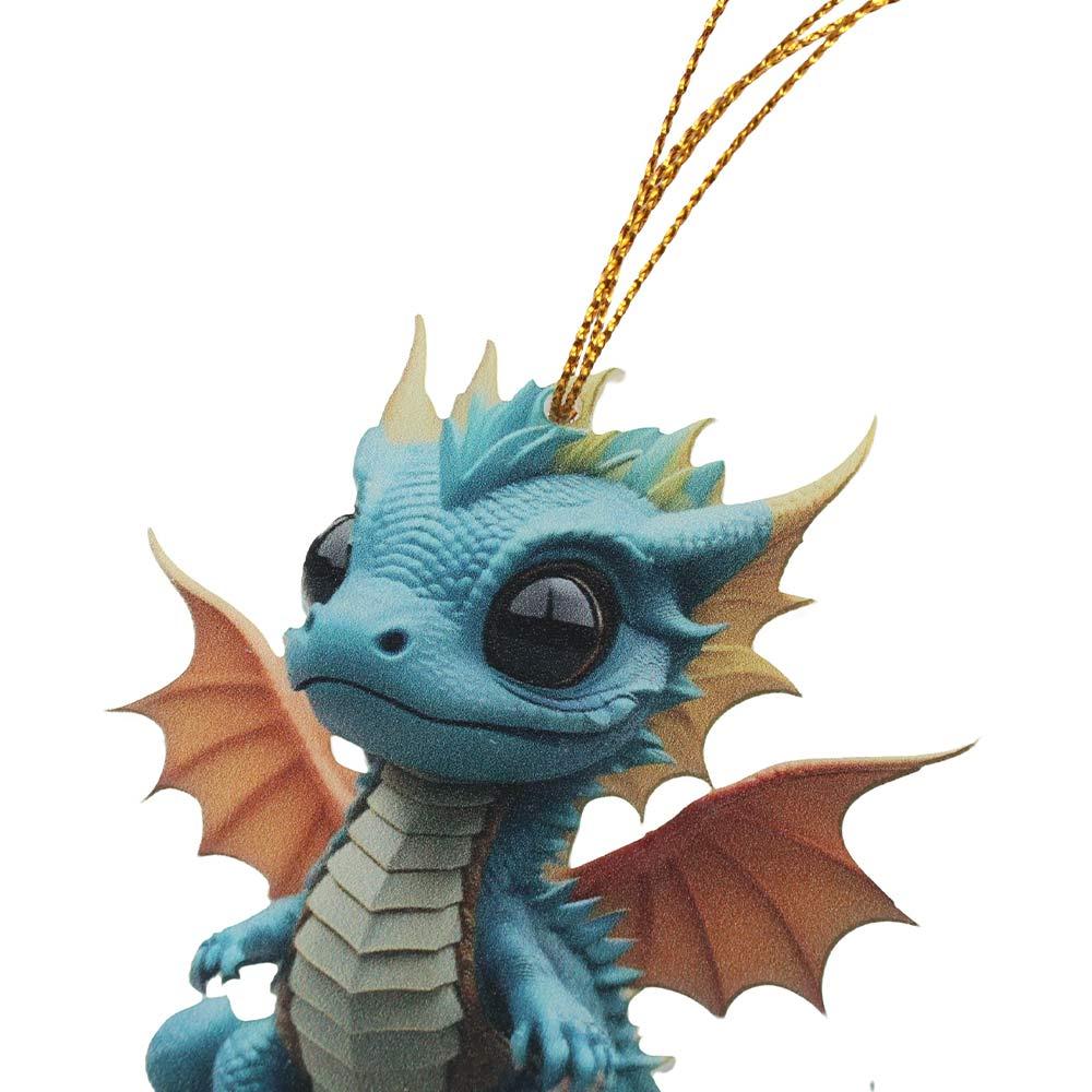 2D Drachenbaby Hängendes Ornament Drachenbaby Niedliche Weihnachtsdrachen Anhänger Schlüsselanhänger