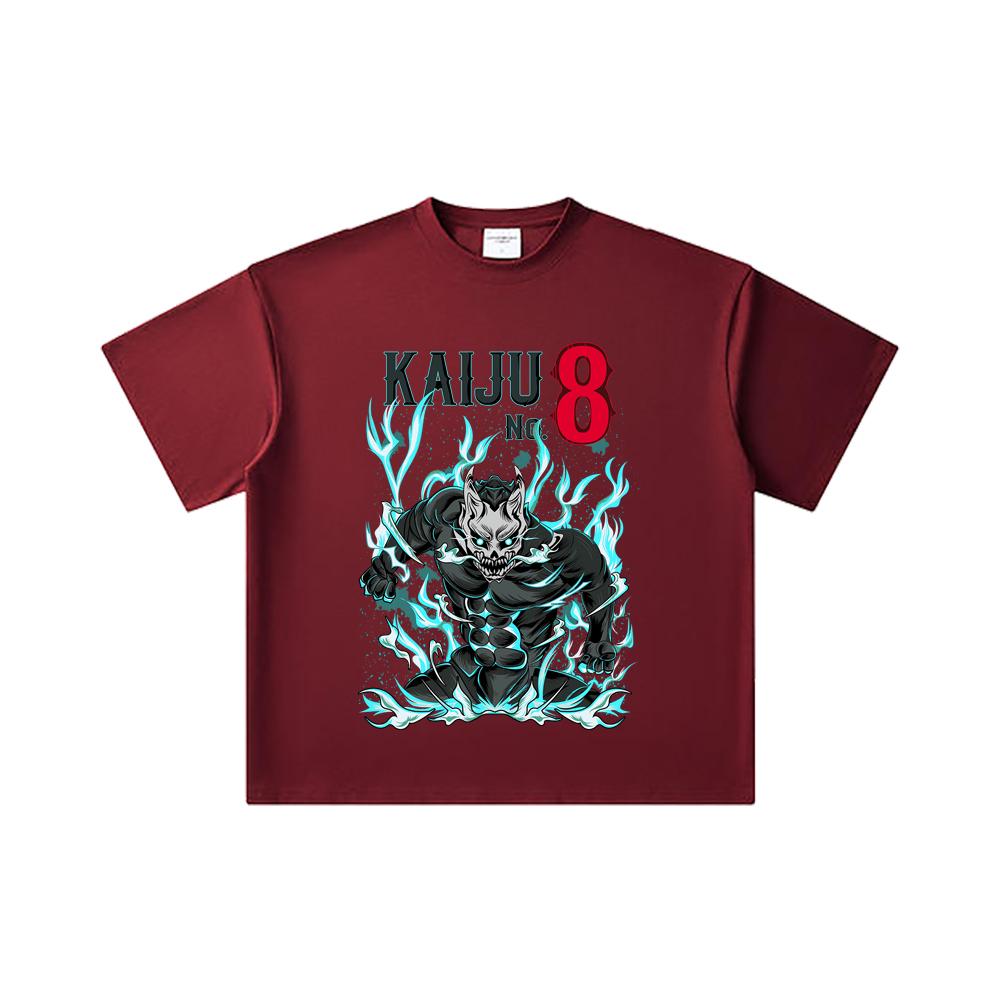 

260 GSM Double Yarn 32 Count 100% Cotton Kaiju No 8 V5 Print Unisex Heavy Cotton T Shirt 2XL вина червоного кольору