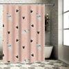 Cute Heart Pattern Dog Bath Shower Curtain Home Decor Waterfall Black White Animal Cartoon Pink Polyester Fabric Waterproof Hang