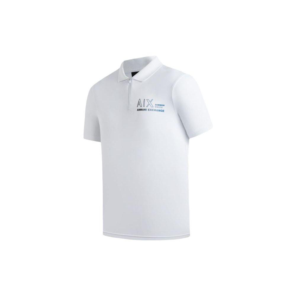 Armani Exchange SS23 Logo Print Straight Fit Short Sleeve Polo Shirt Men tops White 3RZFJA-ZJYCZ-1100