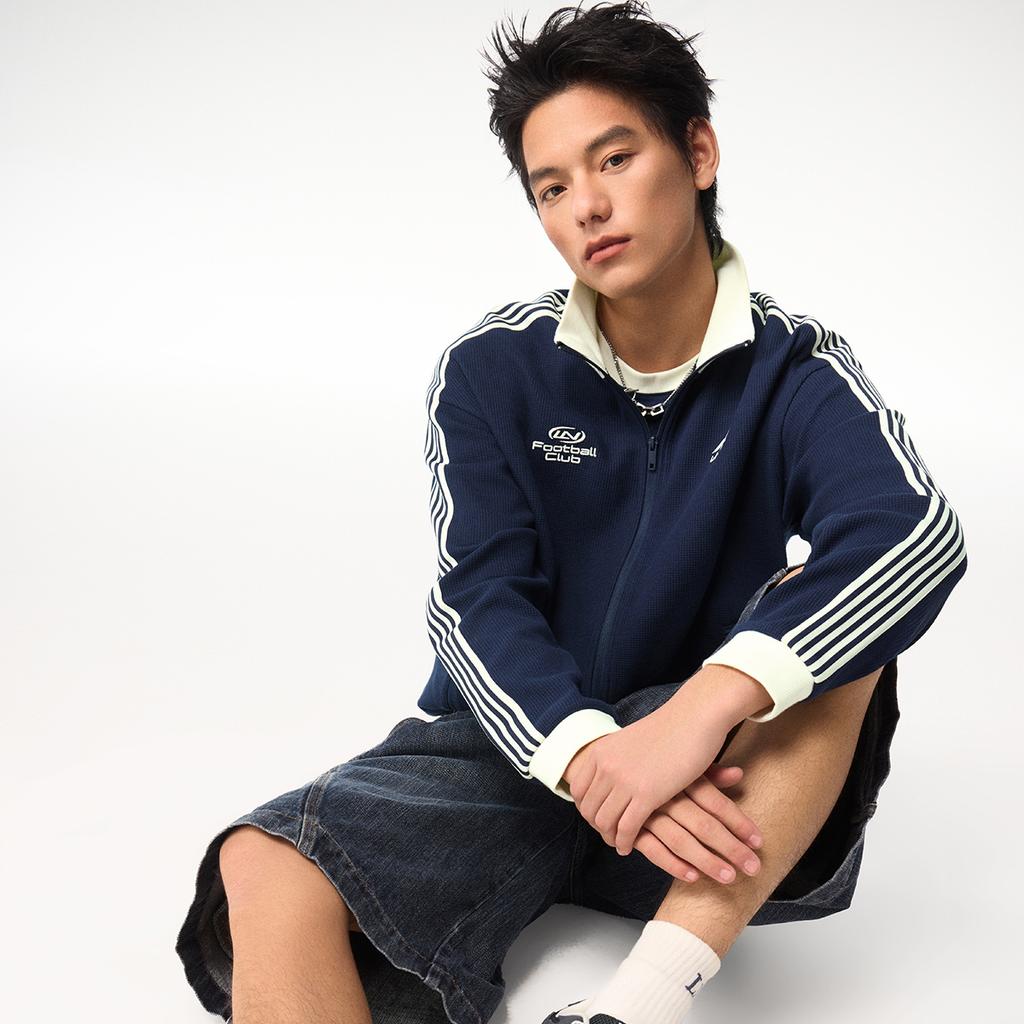 Li Ning Sports Lifestyle Series American Vintage Casual Fashion Solid Color Versatile Brand Logo Stand Collar Jacket Unisex jackets AWDW511-5