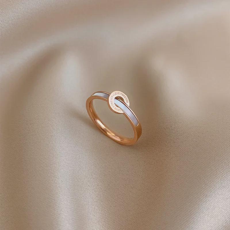 18K Rose Gold Mother-of-Pearl Shell Ring – Japanese & Korean Style Index Finger Ring for Women
