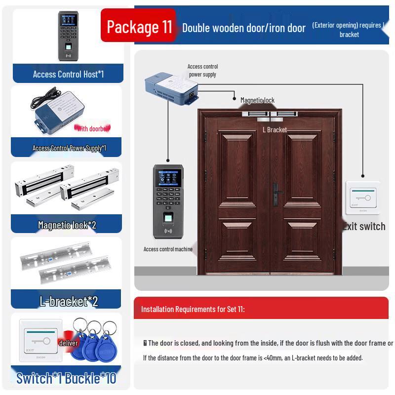

ZUCON Fingerprint Access Control System with Magnetic Lock CN plug (adapter included)