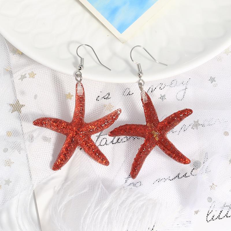 Modische Bonbonfarbe Pailletten Seestern Ohrringe für Damen Mädchen Sommer Strand Bohemia Hängeohrringe Urlaubs Schmuck Geschenke