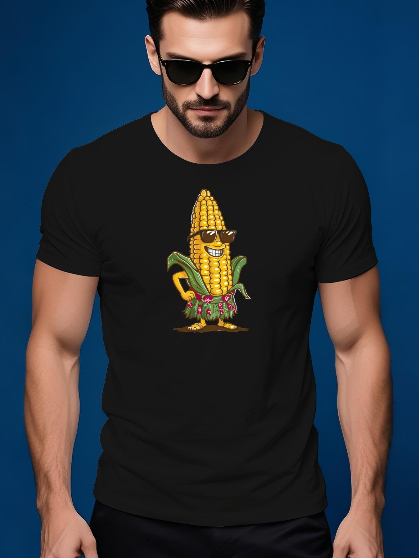 Summer Tshirt with Vibrant Corn Goggles Graphic - Short S... L