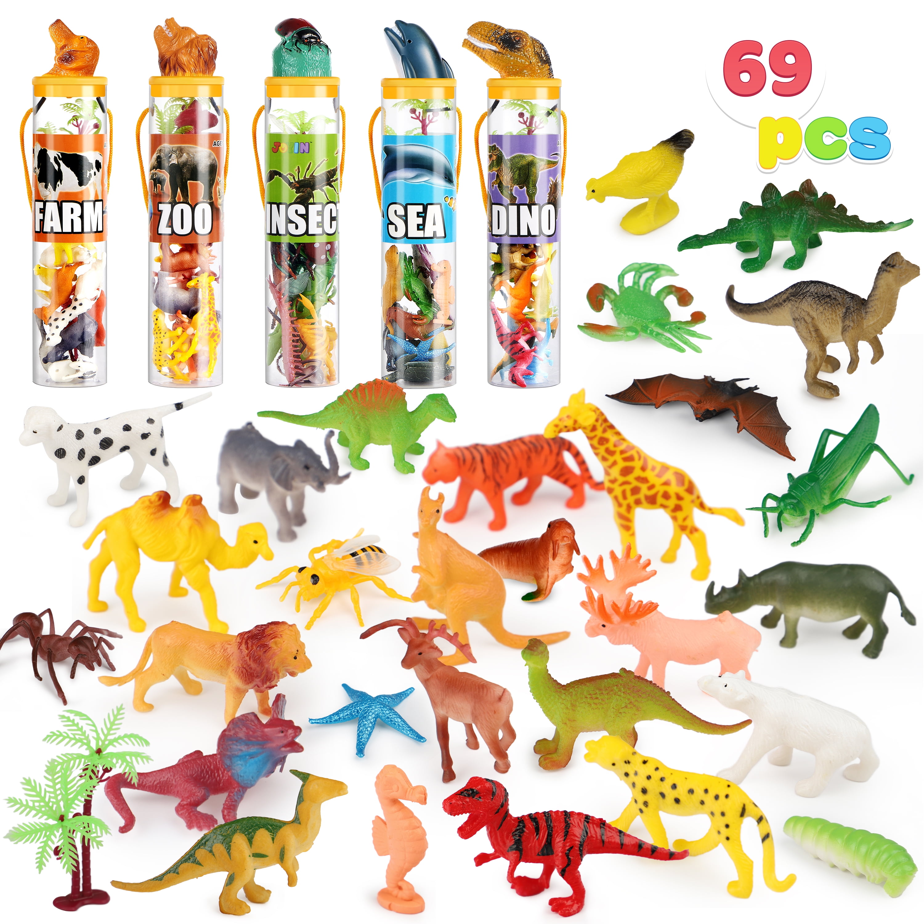 Discover Intime 69Pcs Tiny Animal Figures Assorted Mini Plastic Animal Toy Small Small Animals Designed For Children Birth Date Celebration Favor