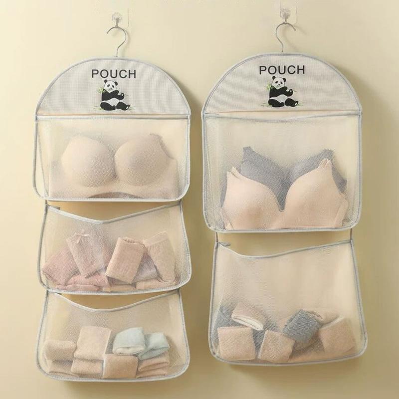1pc Bra Storage Net Multi-layer Storage Bags Space-saving Underwear Socks Breathable Hanging Mesh Bag Storage Organizer