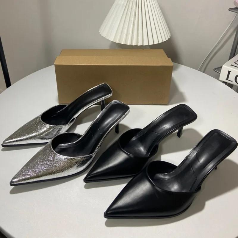 Fashion Casual Women Sandals Fashion Pointed Toe Shallow High Heel Ladies Mules Shoes Large Size Summer Stiletto Party Dress Sandalias