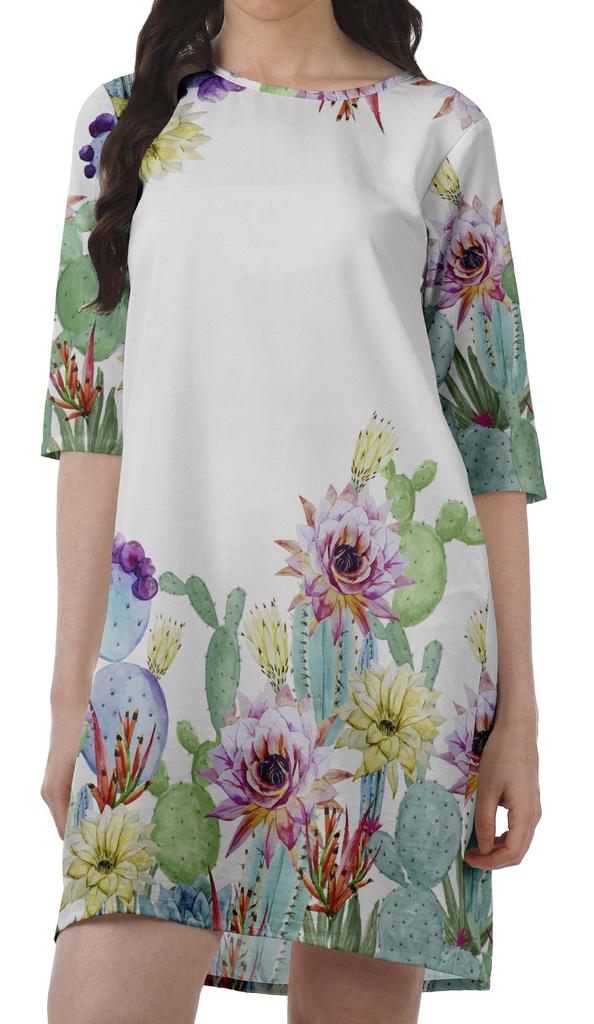 Moomaya Printed 3 4 Sleeve Winter Dresses For Women Scoop Neck Short Swing