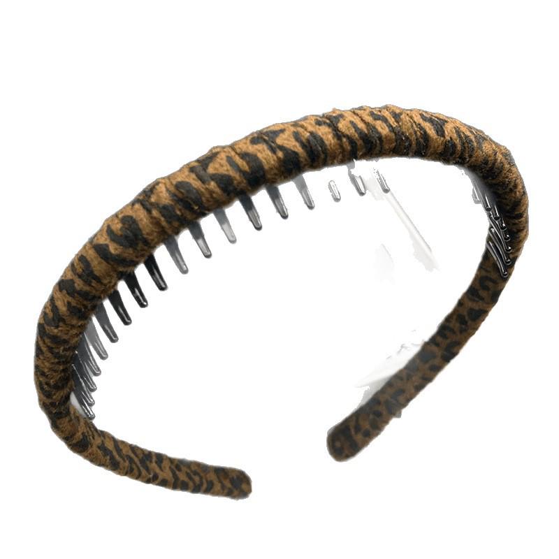 Leopard Print Non-Slip Retro Headband with Teeth for Makeup and Hair Styling 2025